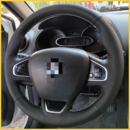 Clio 4 FAZ 2 Araca Özel Direksiyon Kılıfı NOKTA DÜZ GRİ İP
