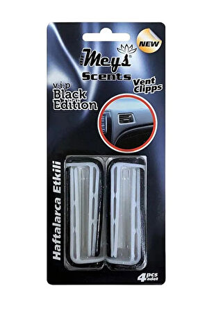 Meys Araç İçi Klima Kokusu Klipsli 4'lü Black Edition Vip