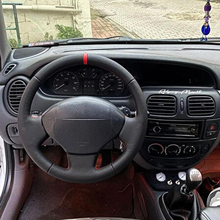 Megane 1 Uyumlu Araca Özel DİKMELİ Direksiyon Kılıfı (Nokta Düz YÜZÜKLÜ)