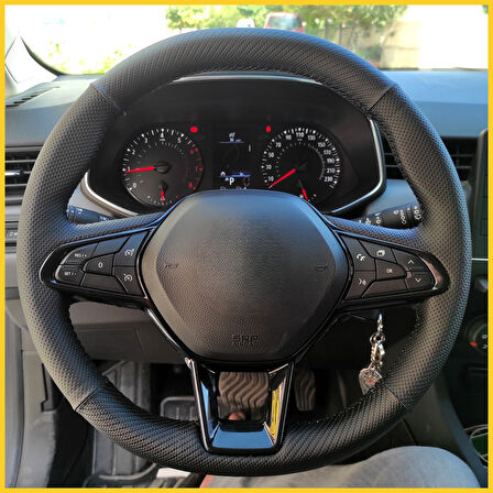 Clio 5 Araca Özel Direksiyon Kılıfı (Noktalı Karbon) F1 OLMAYAN DİREKSİYONA UYGUNDUR