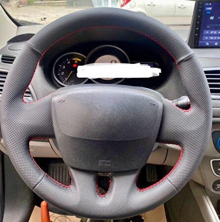 Fluence Araca Özel Direksiyon Kılıfı Boş Paket (Düz Nokta Kırmızı Dikişli)