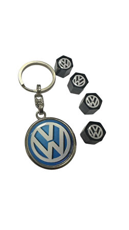 Volkswagen Anahtarlık Ve Sibop Kapağı Plastik 1 adet Damla Anahtar 4 adet sibop Kapağı