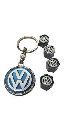 Volkswagen Anahtarlık Ve Sibop Kapağı Plastik 1 adet Damla Anahtar 4 adet sibop Kapağı