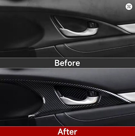 Honda Civic FC5 fk7 2016-2021 UYUMLU İç Kapı Kolu Çerçevesi Karbon Kalın Üründür