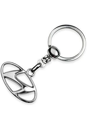 Hyundai Logolu Metal Otomobil Anahtarlığı - Krom Kaplamalı