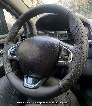 Clio 4 Faz 2 Araca Özel Direksiyon Kılıfı SOFT NOKTA BENTLEY SİYAH İP
