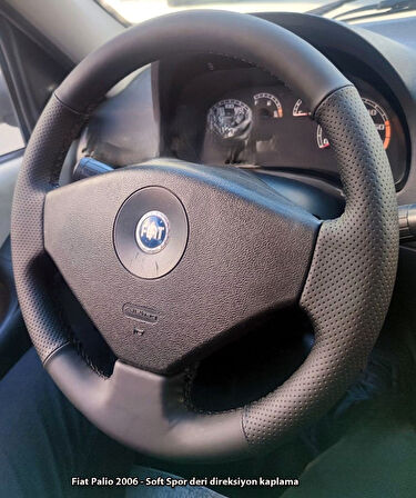 Fiat Palio Albea Araca Özgü Dikmeli Direksiyon Kılıfı SOFT NOKTA DÜZ SİYAH İP