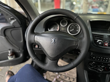 Peugeot berlingo Araca Özgü Dikmeli Direksiyon Kılıfı Düz Siyah İp 