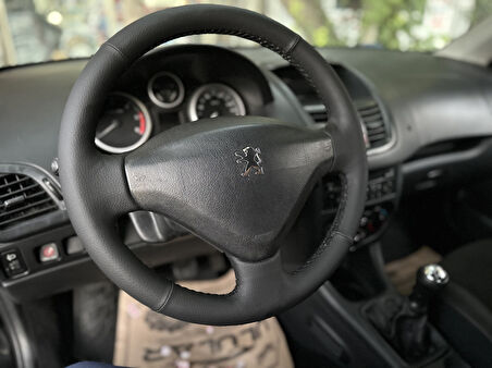 Peugeot berlingo Araca Özgü Dikmeli Direksiyon Kılıfı Düz Siyah İp 