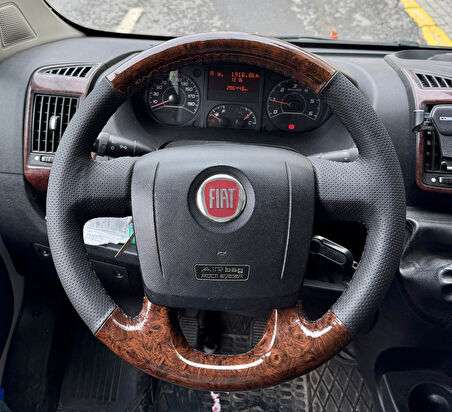 Fiat Ducota Araca Özgü Dikmeli Direksiyon Kılıfı Nokta Ahşap Siyah İpli