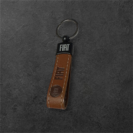 Fiat Yazılı Ve Logolu Anahtarlık (KAHVERENGİ) TERMO DERİ