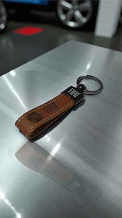 Fiat Yazılı Ve Logolu Anahtarlık (KAHVERENGİ) TERMO DERİ