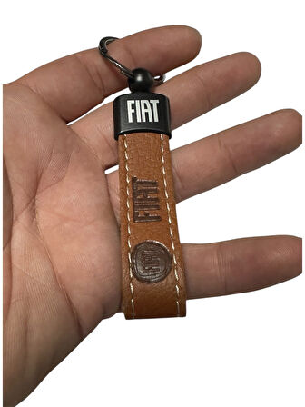 Fiat Yazılı Ve Logolu Anahtarlık (KAHVERENGİ) TERMO DERİ