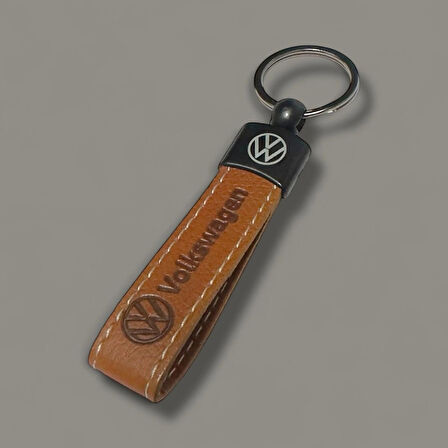 Volkswagen Yazılı Ve Logolu Anahtarlık (Kahverengi ) TERMO DERİ