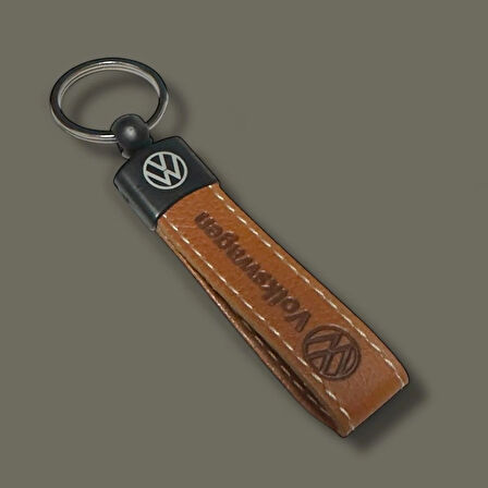 Volkswagen Yazılı Ve Logolu Anahtarlık (Kahverengi ) TERMO DERİ