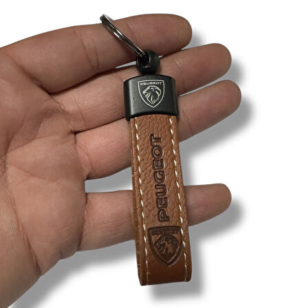 Peugeot Yazılı Ve Logolu Anahtarlık (KAHVERENGİ) TERMO DERİ