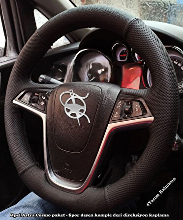 Opel Astra J Cosmo Sport Kasa  Araca Özel Direksiyon Kılıfı NOKTA DÜZ SİYAH İPLİ