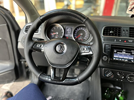 Volkswagen Golf 7 F1 Araca Uyumlu Direksiyon Kılıfı (5D Kristal Karbon Soft Nokta)