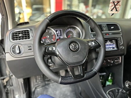 Volkswagen Golf 7 F1 Araca Uyumlu Direksiyon Kılıfı (5D Kristal Karbon Soft Nokta)