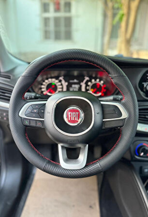  Fiat Egea 2015-2019 Araca Özel Direksiyon Kılıfı Uyumlu NOKTA KARBON KIRMIZI İP AÇIKLAMAYI OKUYUNUZ