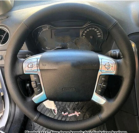 Ford Mondeo Ve Smax 2009 - 2014 Araca Özel Direksiyon Kılıfı NOKTA DÜZ MODEL SİYAH İP