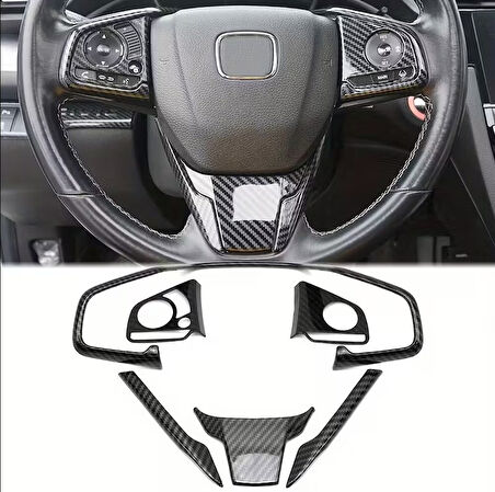 Honda Civic FC5 FK7 Karbon Fiber Direksiyon Düğmesi Kaplama 2016-2020 6 PARÇA