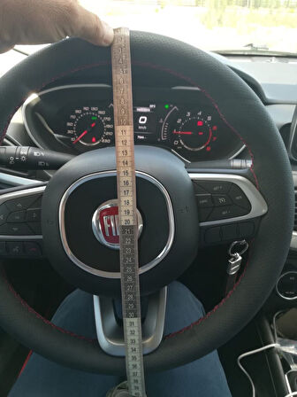 Volkswagen Golf 8 Caddy Direksiyon Kılıfı (5D Karbon Noktalı KIRMIZI Dikişli)