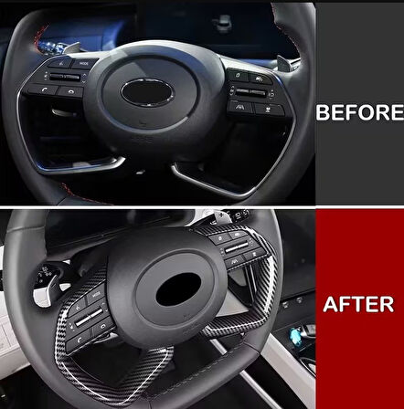 Hyundai i20 Elentra Bayon 2020-2024 Karbon Görünümlü Direksiyon Kapak 