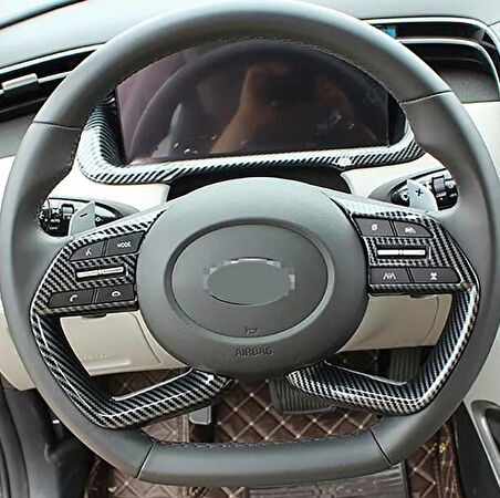 Hyundai i20 Elentra Bayon 2020-2024 Karbon Görünümlü Direksiyon Kapak 