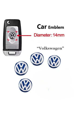 Volkswagen Polo Golf Passat Tiguan Arteon Touareg Caddy Jetta Kumanda Logo Çap 14 mm 4 ADET A KALİTE