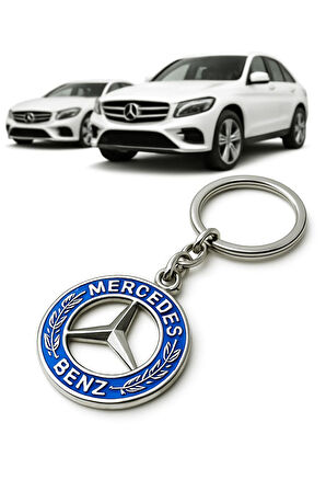Mercedes-Benz Logolu Metal Araç Anahtarlık, Çift Yönlü