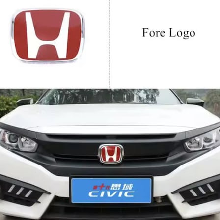 Honda Civic FC5 2016-2021 Ön Ve Arka Panjur Logosu Kırmızı (cam Logo) İTHAL ÜRÜN ANAHTARLIK HEDİYE