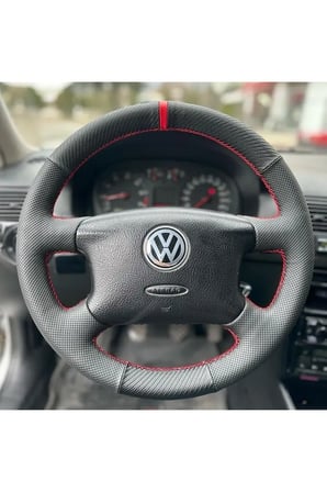 Volkswagen Golf 4 Araca Uyumlu Direksiyon Kılıfı (noktalı Karbon Yüzüklü )