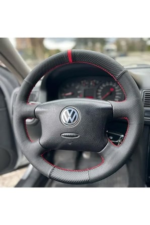Volkswagen Golf 4 Araca Uyumlu Direksiyon Kılıfı (noktalı Karbon Yüzüklü )