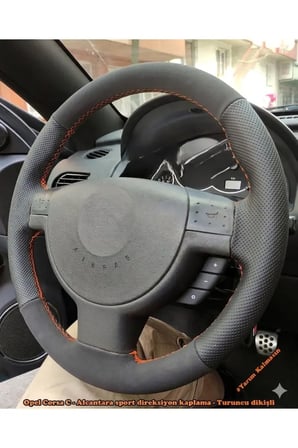 OPEL CORSA C COMBO ARACA ÖZEL DİREKSİYON KILIFI TURUNCU İPLİ