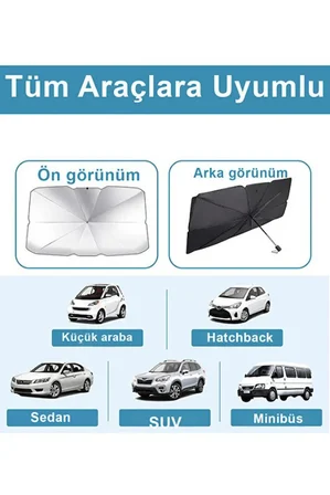 Oto Ön Cam Şemsiyeli Güneşlik Araba Camı Araç İçi Güneşliği