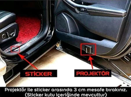 Ford İle Uyumlu Mesafe Sensörlü Pilli Yapıştırmalı Kapı Altı Led Logo