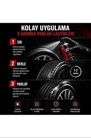 Lastik Parlatıcı Sprey 500 ml – Islak Görünüm, Kalıcı Parlaklık, Lastik Bakım Ultra Black 1 ADET
