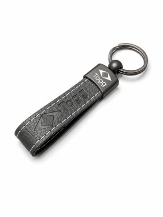 Togg Uyumlu Anahtarlık Logolu Metal Halkalı Oto Araç Anahtarlığı Siyah Deri