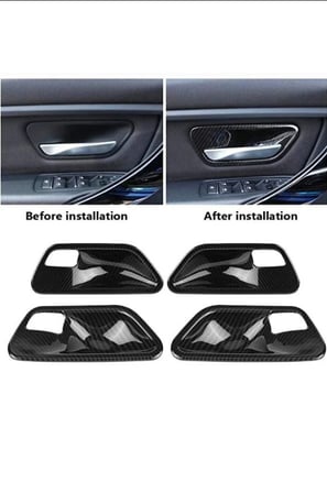  BMW 3ve5 Serisi F10 F30 F32 F34 F36 F18 2013-2018 İç Kapı Kolu Karbon Fiber Kaplaması 4 Parça