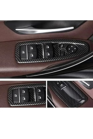BMW 3ve5 Serisi F10 F30 F32 F34 F36 F18 2011-2017 Cam Düğmesi Paneli Karbon Seti 4 Parça