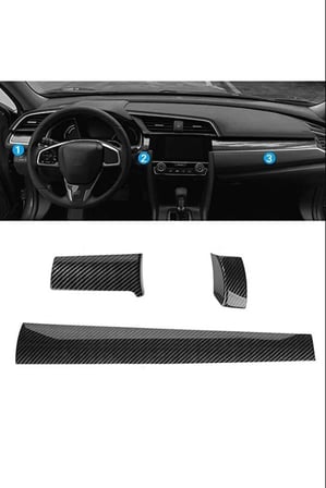 Honda Civic Fc5 2016-2021 Uyumlu Karbon Torpido Göğüs Kaplama 3 Parça