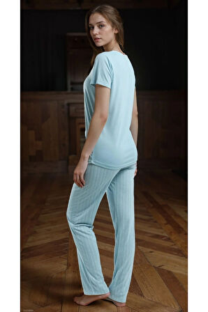 Kadın Giyim Kısa Kollu Viskon Pijama Takımı LL.PC89.K97.D01