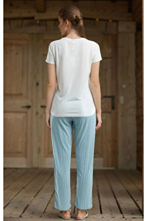 Kadın Giyim Kısa Kollu Viskon Pijama Takımı LL.PC89.K97.D01