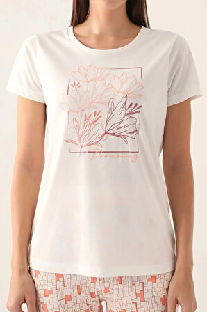 Kadın Giyim Pamuklu Kısa Kol 2'li Pijama Takımı LL.AR01.NE00.TT09