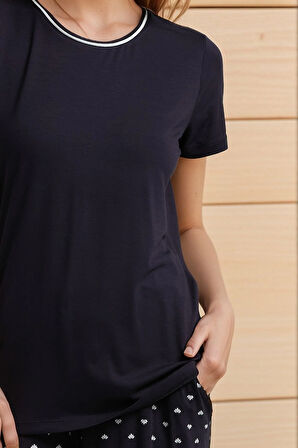 Kadın Giyim Alt & Üst İkili Puantiye Detaylı Pijama Takımı LL.AR01.NE00.TT03