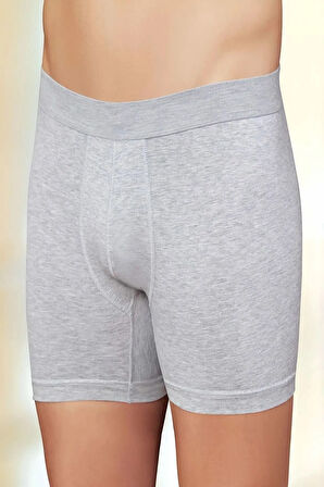 Erkek Gri 6'lı Likralı Yazılı Torbalı Boxer Me031