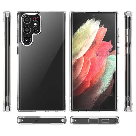 Smcase Samsung Galaxy S22 Ultra 5G Kılıf Forst Hybrid Kristal Silikon  Tam Kapatan Pet Ekran Koruyucu