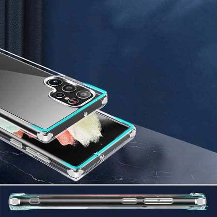 Smcase Samsung Galaxy S22 Ultra 5G Kılıf Forst Hybrid Kristal Silikon  Tam Kapatan Pet Ekran Koruyucu