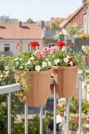 Dekoratif Balkon Korkuluk Saksısı Oval 3 Adet